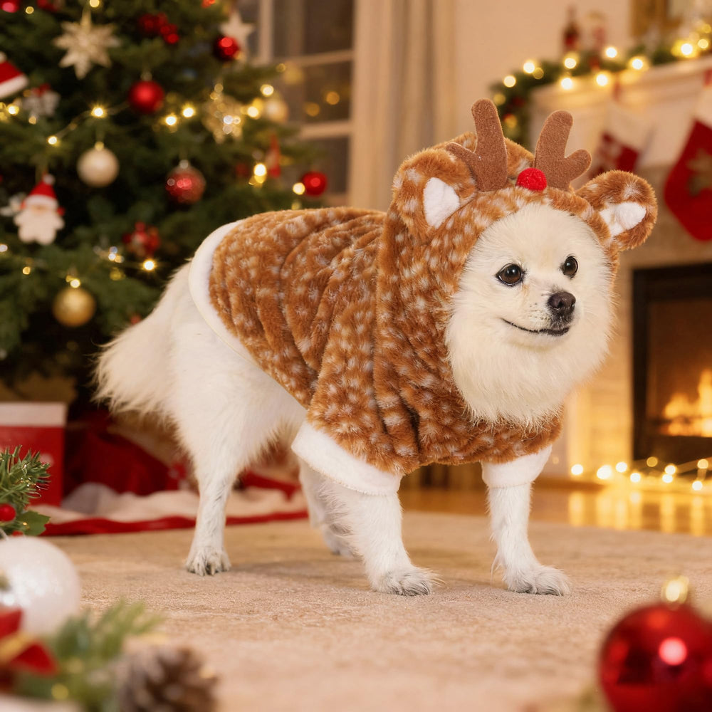 Mogoko Reindeer Dog Costume size-chart reference helps fit.