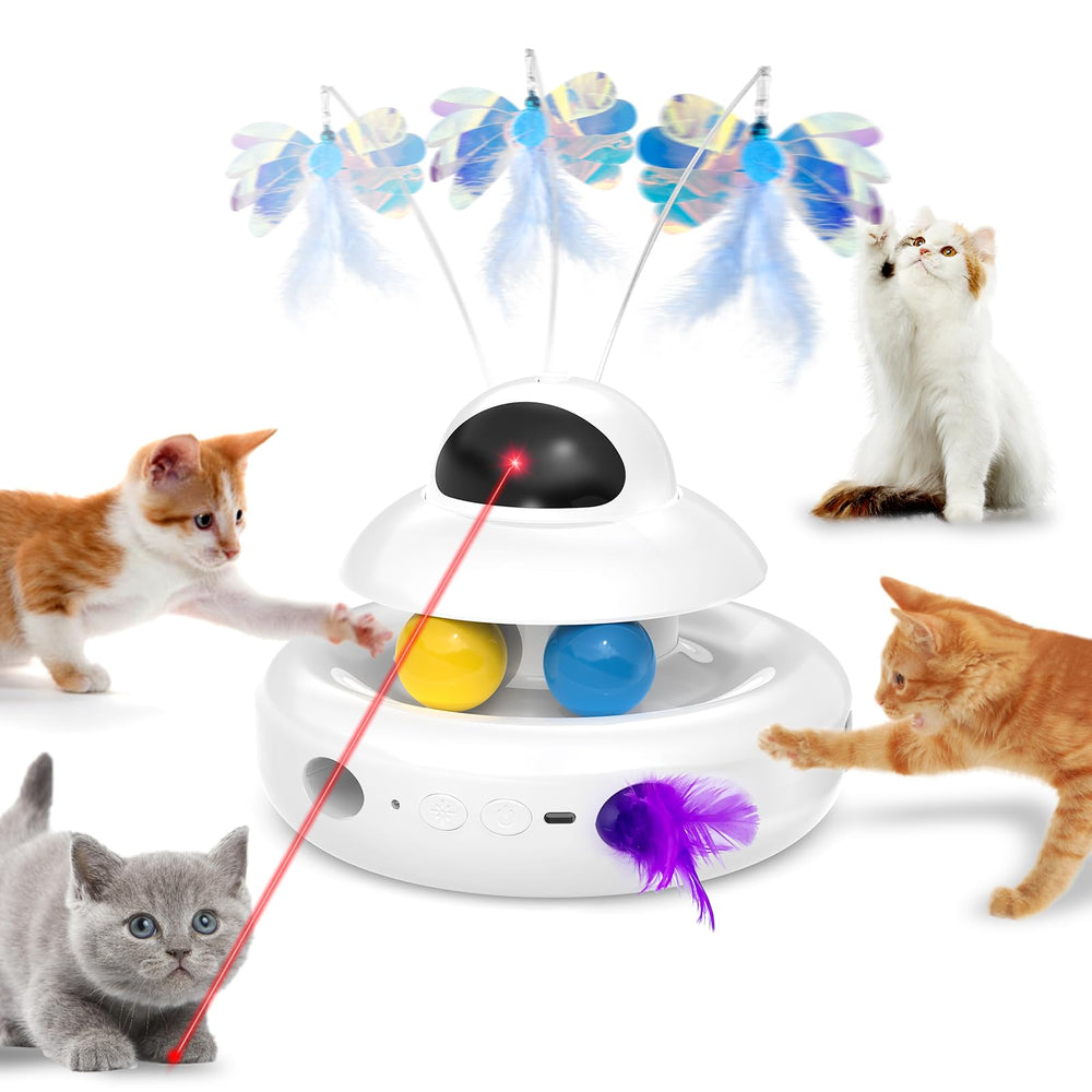 MOHAYA interactive cat toy front view showing compact 4-in-1 design for indoor play.
