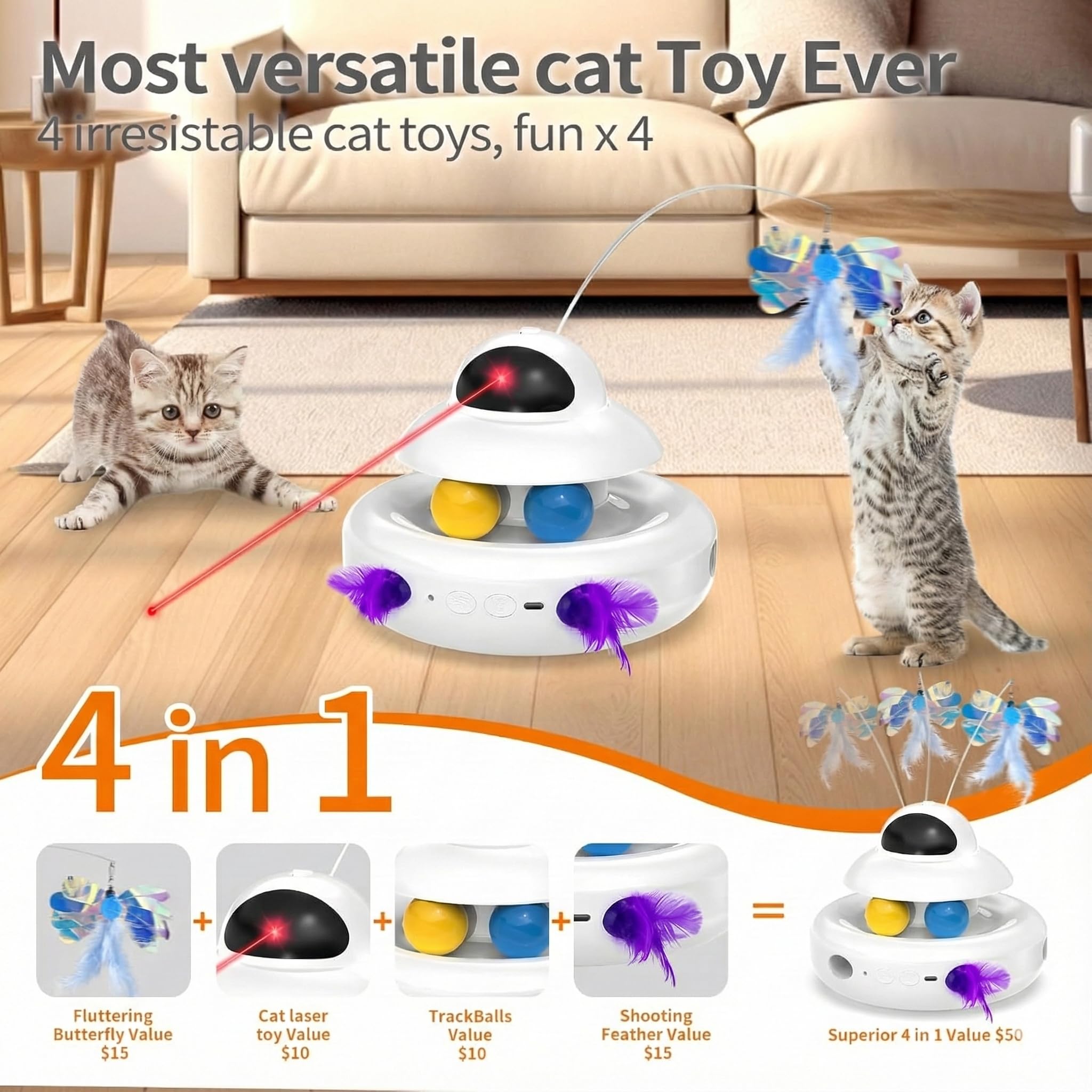 MOHAYA interactive cat toy track balls demonstrates unpredictable paths to entice pursuit.