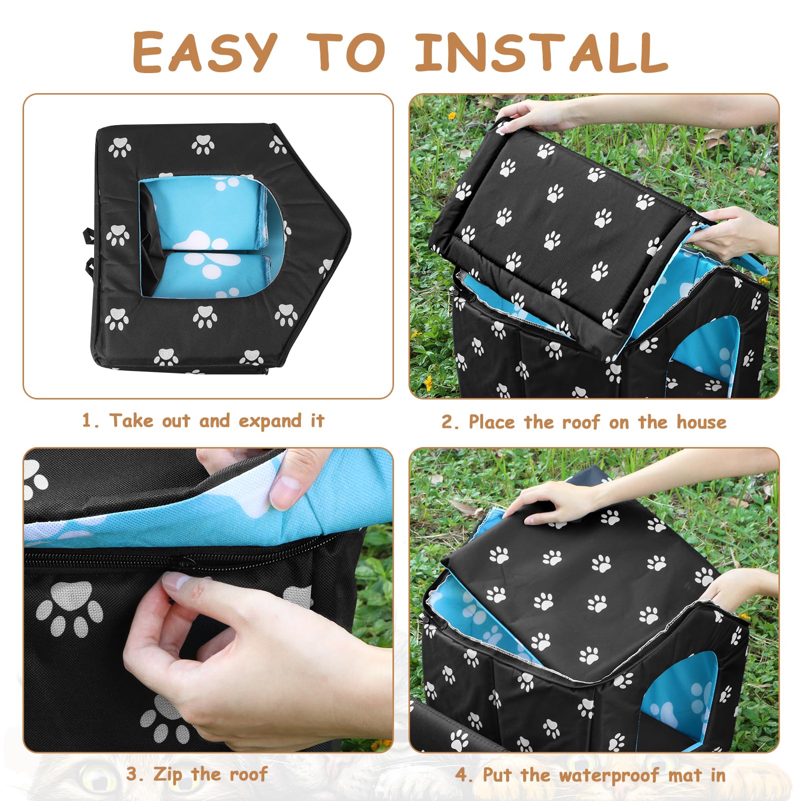 MOJIEZUO cat house PVC-coated Oxford fabric keeps rain out durable