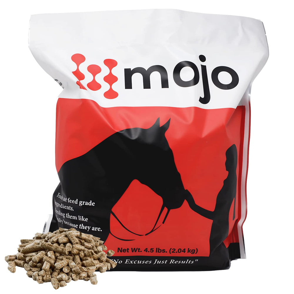 Mojo Joint horse pellets bag shows all-natural joint care for improved mobility.