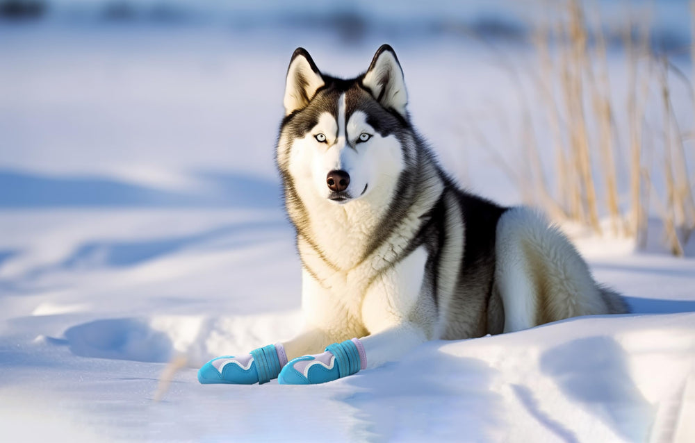 MOKCCI Truelove dog boots packaging highlights quick on/off design.