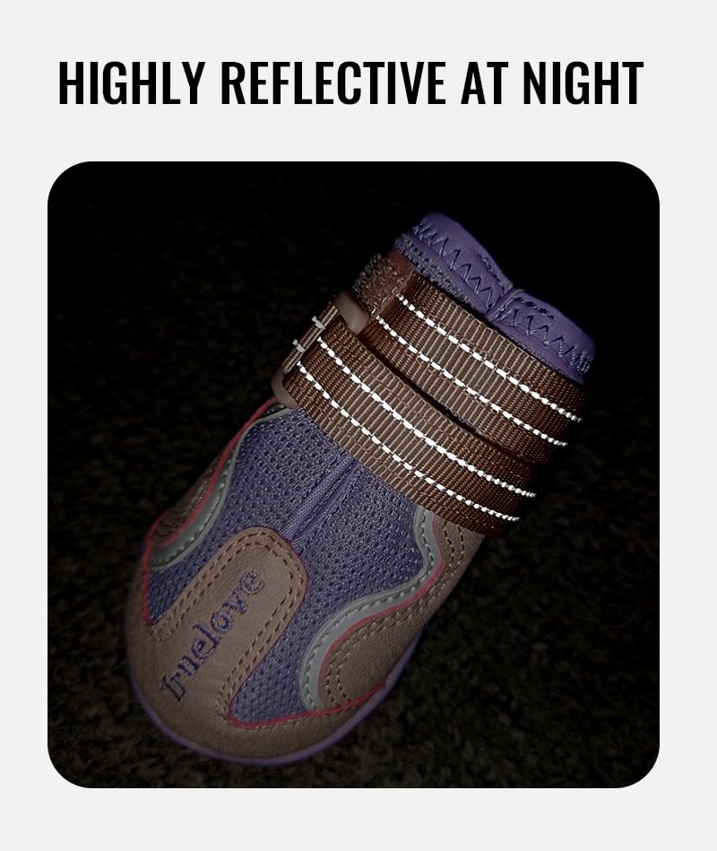 MOKCCI Truelove dog boots reflective stitching boosts nighttime visibility for safer strolls.