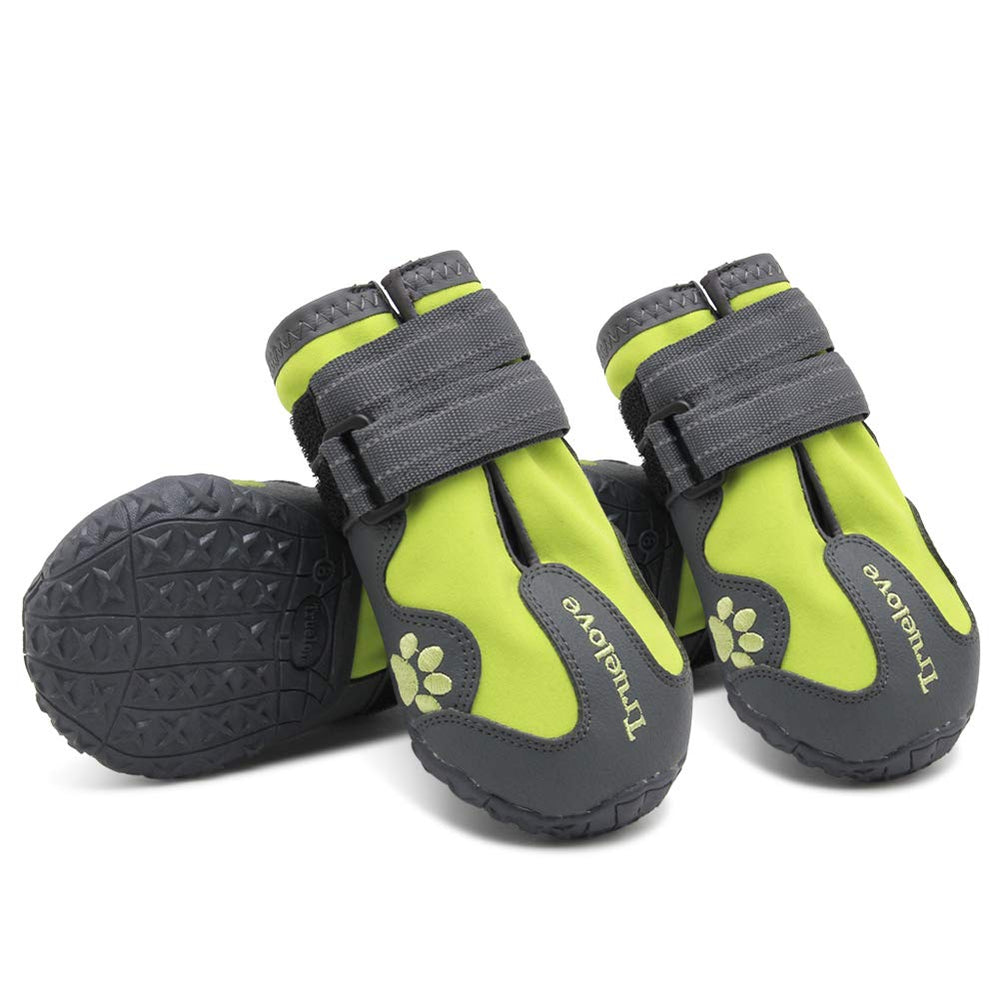 MOKCCI Truelove dog boots with waterproof non-slip soles for secure outdoor walks.