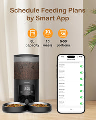 Molypet app control screenshot showing remote scheduling and portion settings