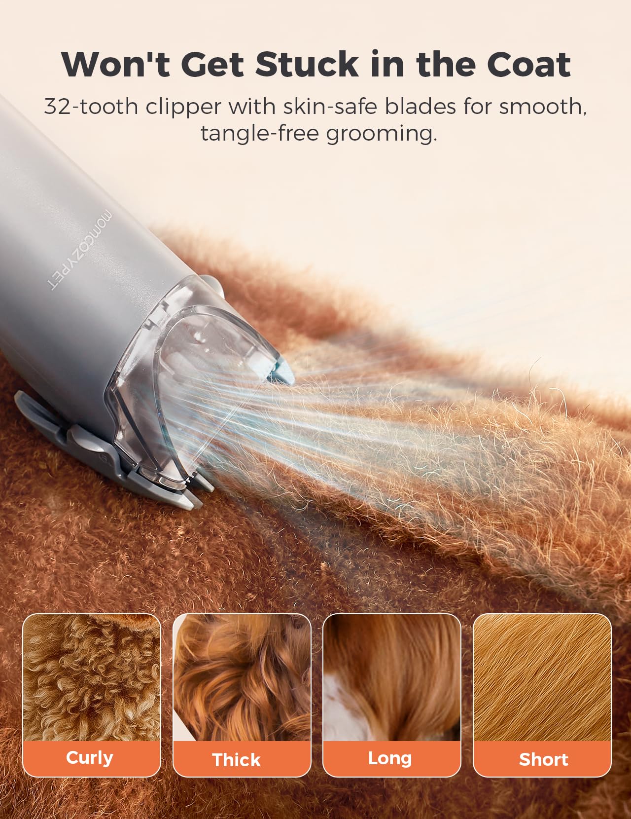 MomcozyPet FurEase operates quietly at 45dB for calmer grooming experiences.