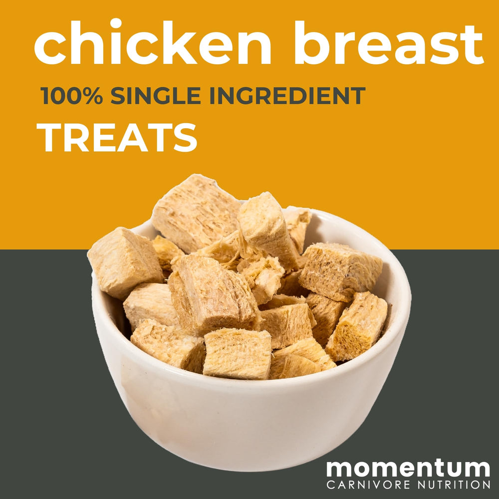 Momentum Carnivore Nutrition cat and dog treats serving as a versatile lean protein snack