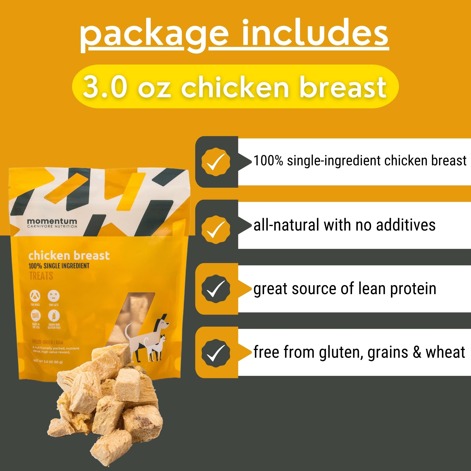 Momentum Carnivore Nutrition grain-free gluten-free digestible treats ideal for sensitive pets