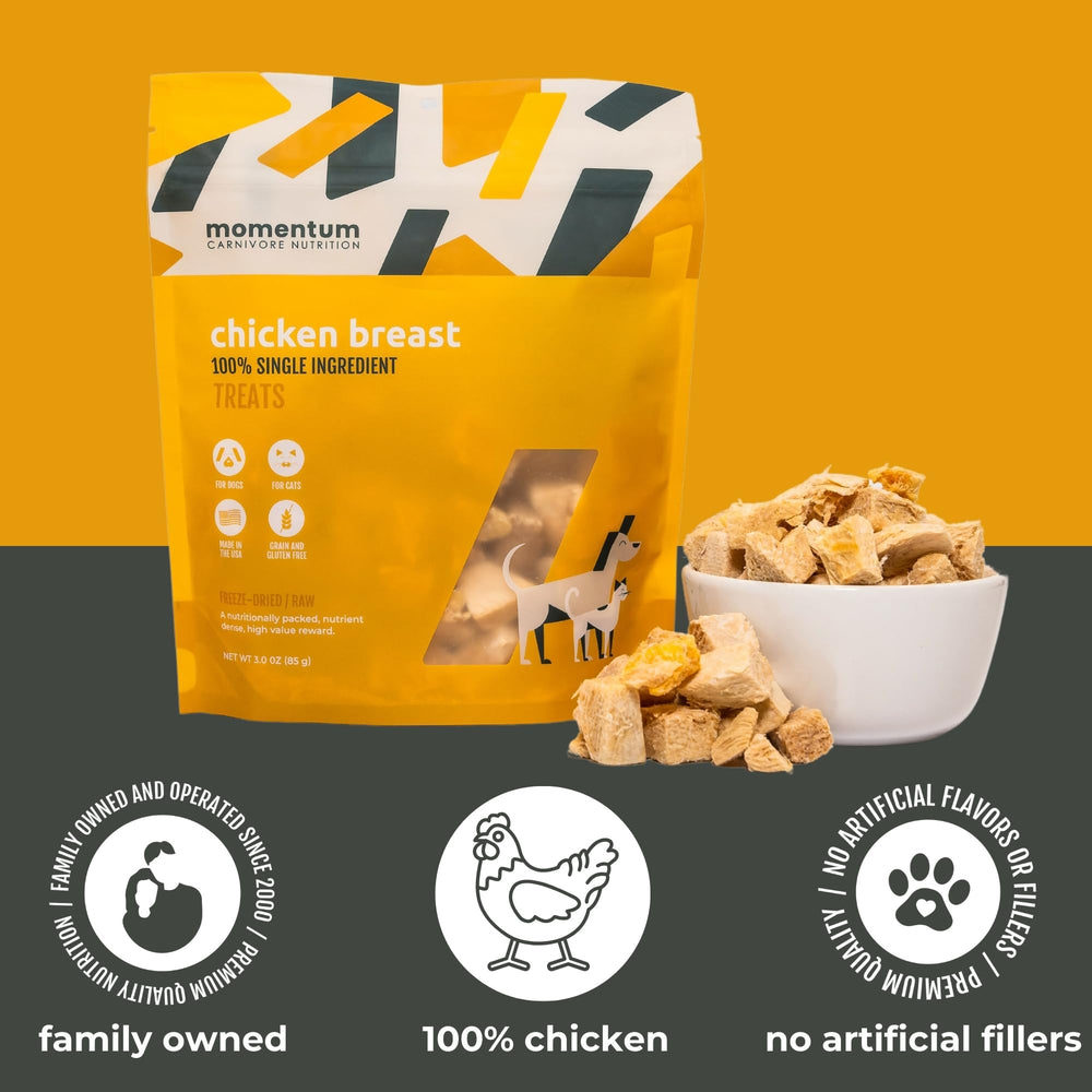 Momentum Carnivore Nutrition lean high-protein dog treats freeze-dried for active pets