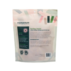 Momentum Carnivore turkey heart close-up shows single-ingredient formula loved by dogs and cats.