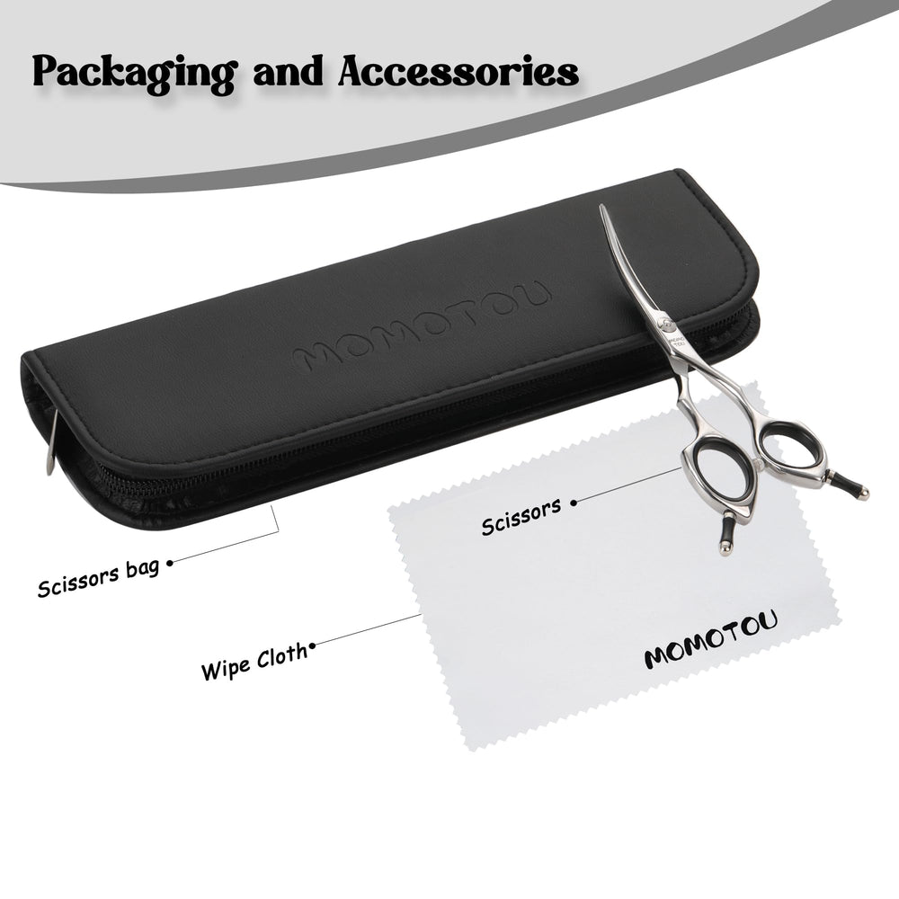 Momotou dog grooming scissors handcrafted polish finish closeup conveys professional-grade durability.