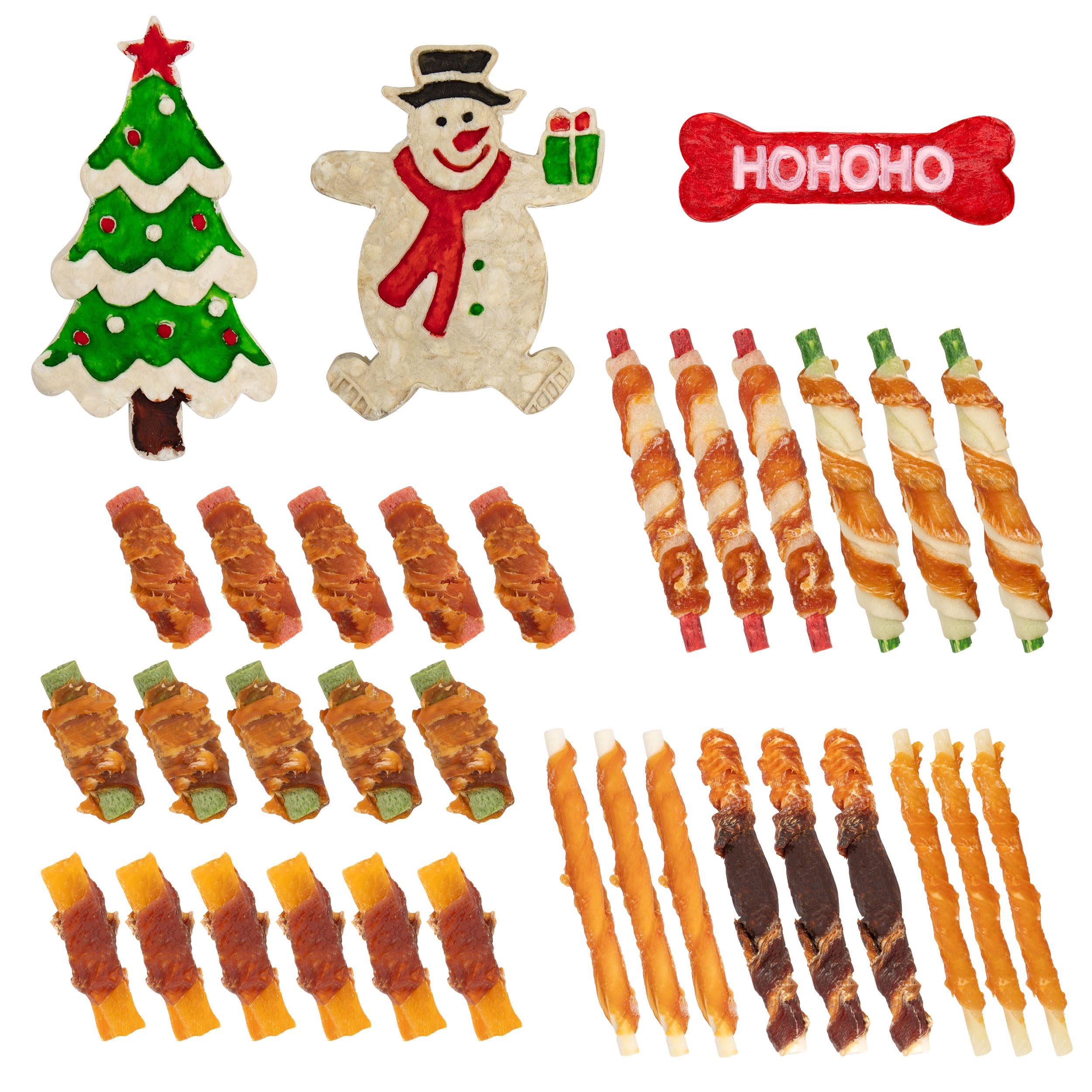 MON2SUN Christmas bone chew delivers satisfying crunch for interactive dog chewing.