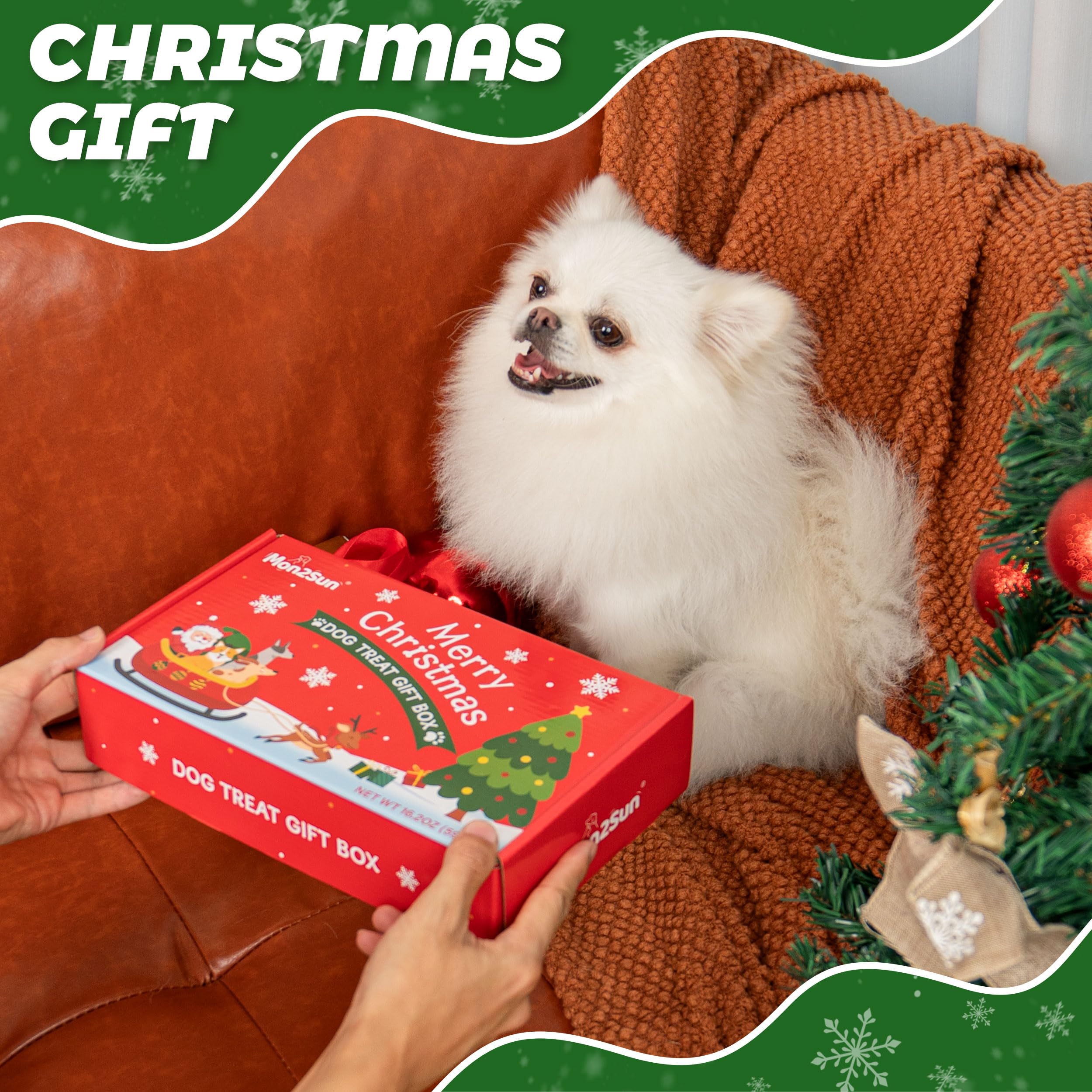 MON2SUN christmas-box-treats full box of nine chews for dogs.