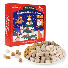 MON2SUN Christmas Box treats pack featuring four flavors for dogs and cats