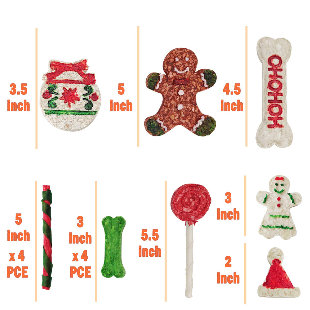 MON2SUN ginger-man 3 inch chew, holiday-themed chew for small dogs