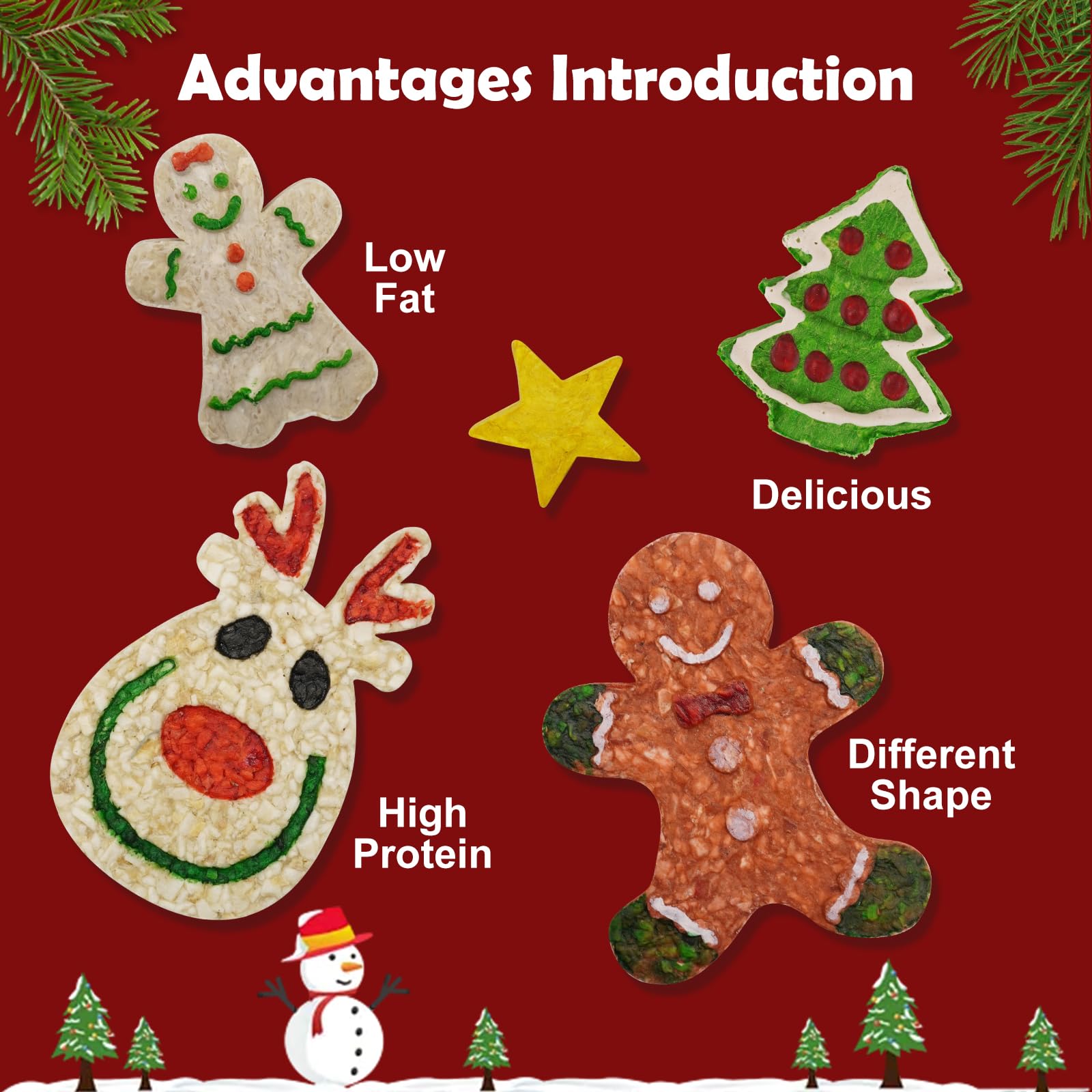 MON2SUN Christmas dog rawhide sticks 2pcs - safe chewing option for dogs.