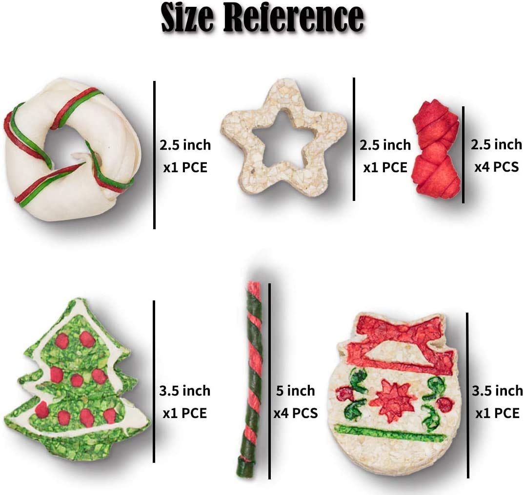 MON2SUN stocking display image showing a 12-piece chew set for small dogs