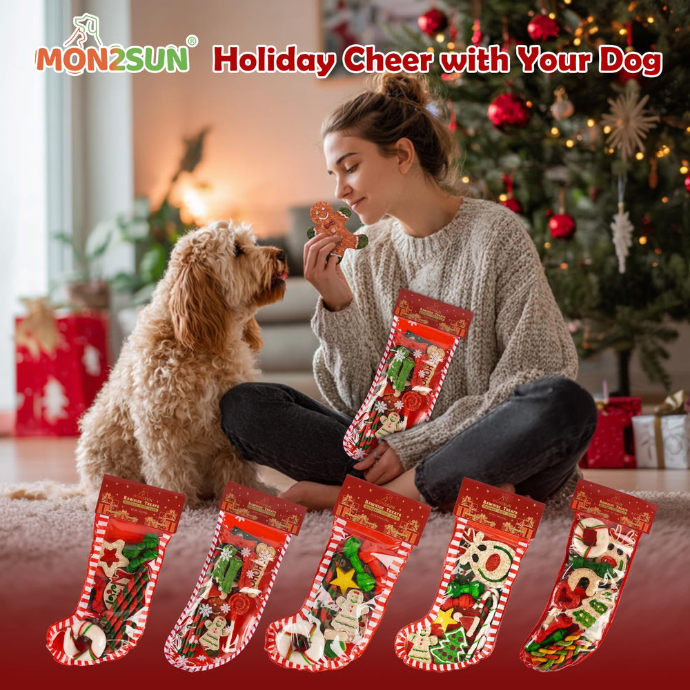 MON2SUN Christmas rawhide doughnut treat adds playful shape and tasty chewing