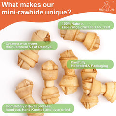 MON2SUN dog rawhide knot bones chicken flavor 60-count provides tasty chew for snack time