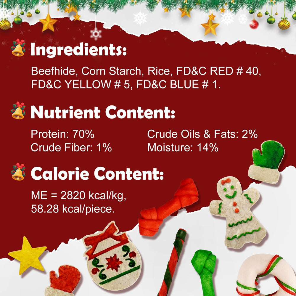 MON2SUN Munchy jingle bell rawhide piece adds festive sound and chewing joy