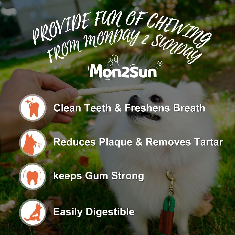 MON2SUN 5-inch chew sticks displayed for dental-friendly treat potential