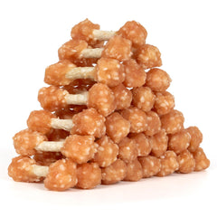 MON2SUN mini rawhide dumbbells close-up, ideal training rewards for small dogs.