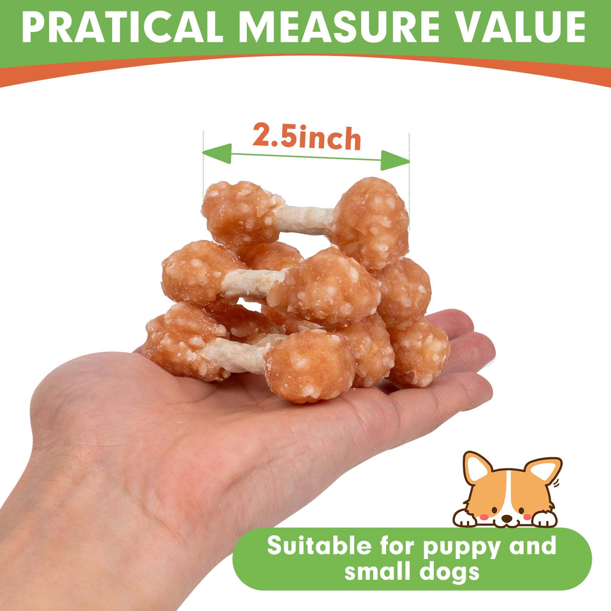 MON2SUN mini rawhide dumbbells in packaging, convenient on-the-go snacking.