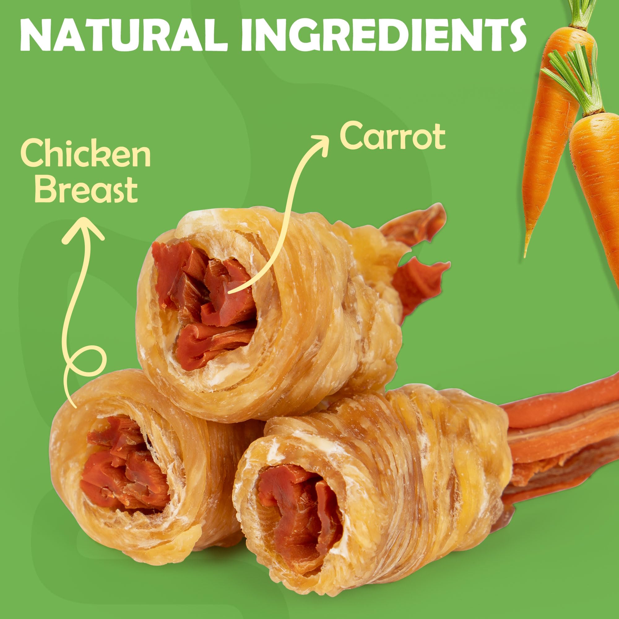 MON2SUN chicken wrapped carrot closeup highlighting real carrot center for healthy snacking.