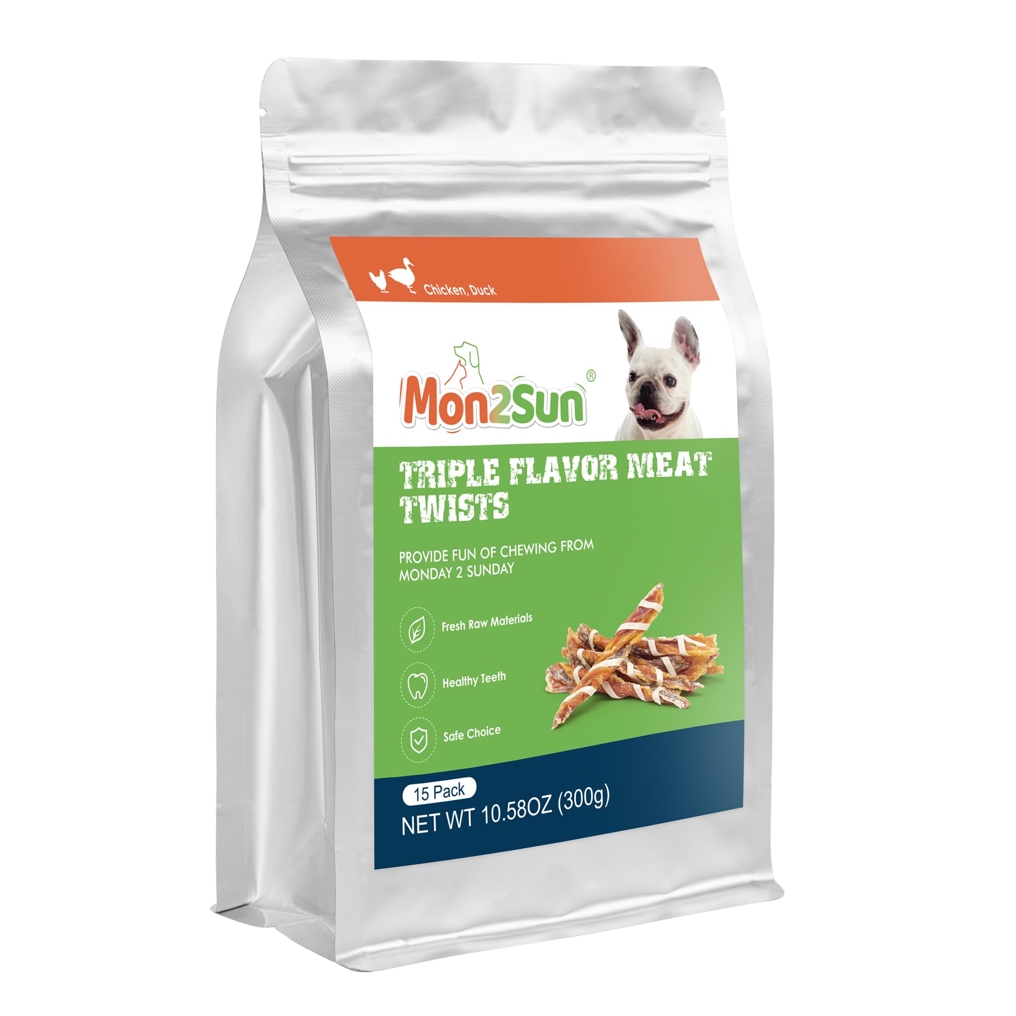 MON2SUN triple flavor jerky twist 15 pieces, easy portioning for dose-based rewards