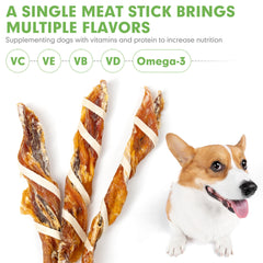 MON2SUN triple flavor jerky twist 5-7 inch stick, easy to handle during training sessions
