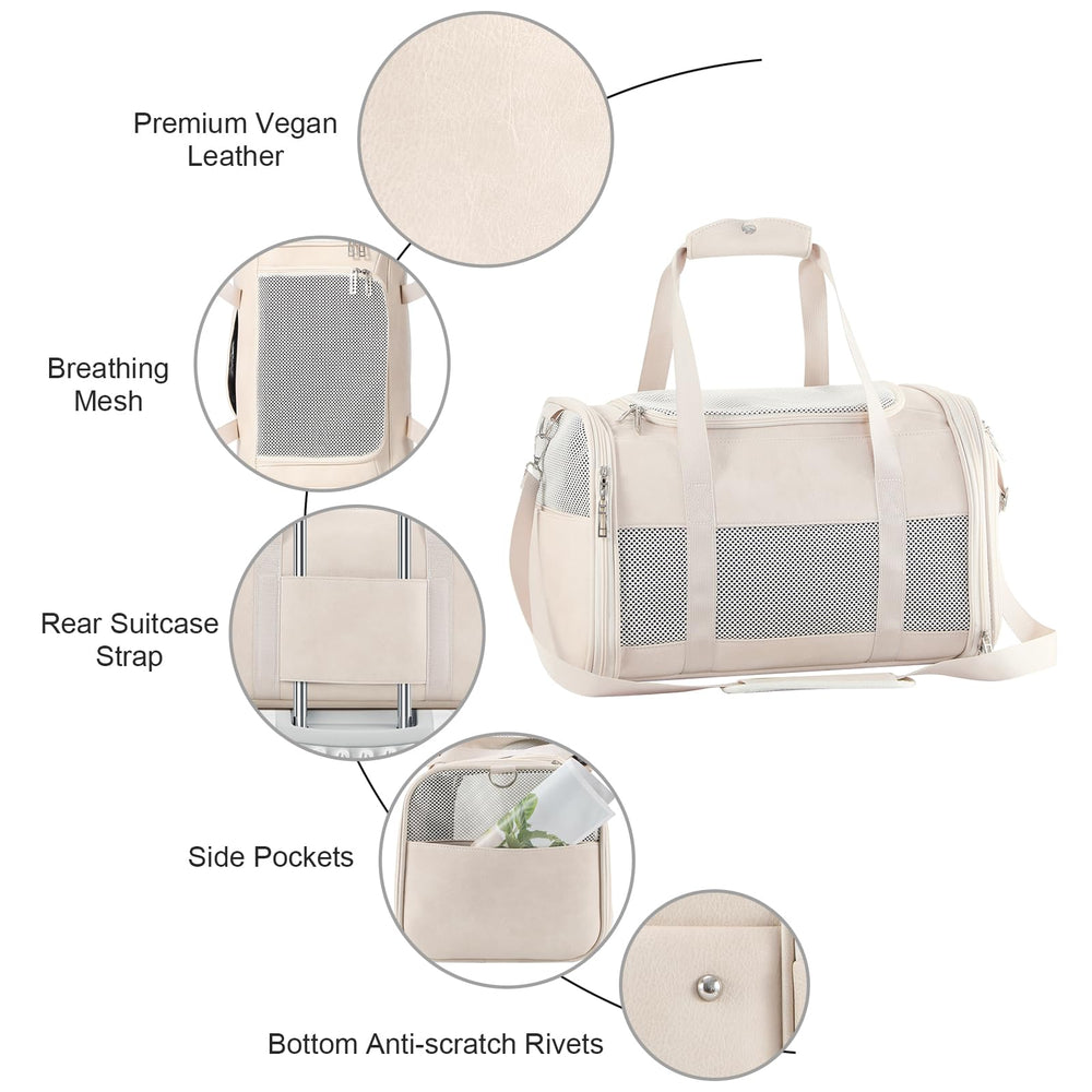 Monanller airline-approved pet carrier fits under seat for easy flights