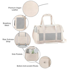 Monanller airline-approved pet carrier fits under seat for easy flights