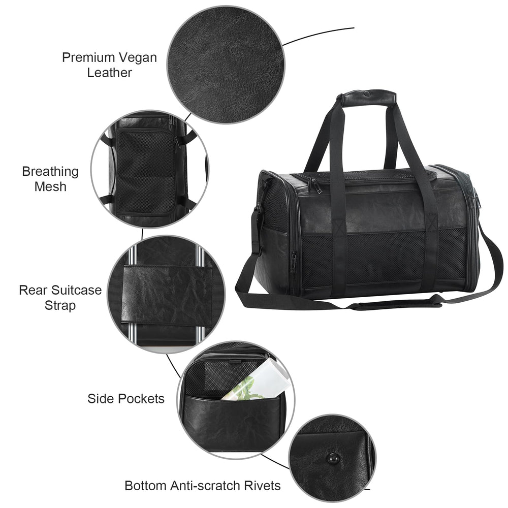 Monanller durable vegan leather pet carrier with scratch-resistant finish for daily use.