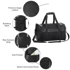 Monanller durable vegan leather pet carrier with scratch-resistant finish for daily use.