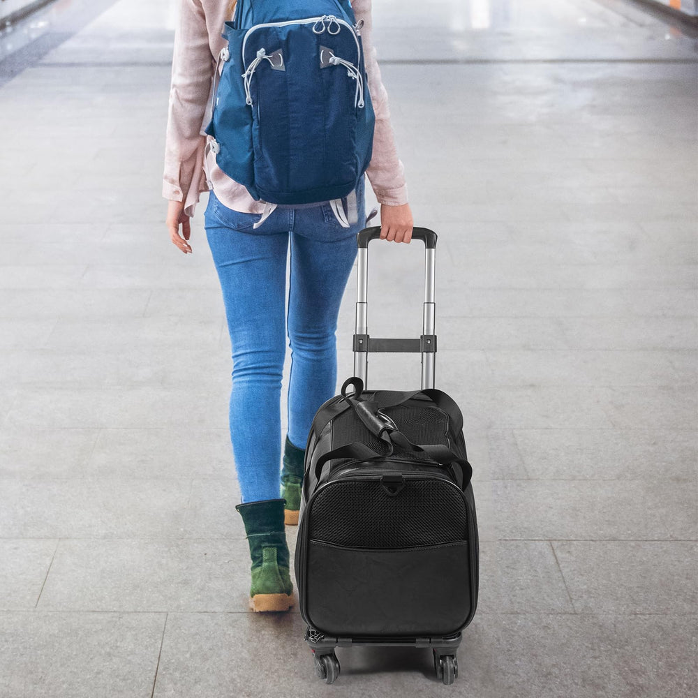 Monanller rear luggage strap pet carrier securely attaches to luggage for trips