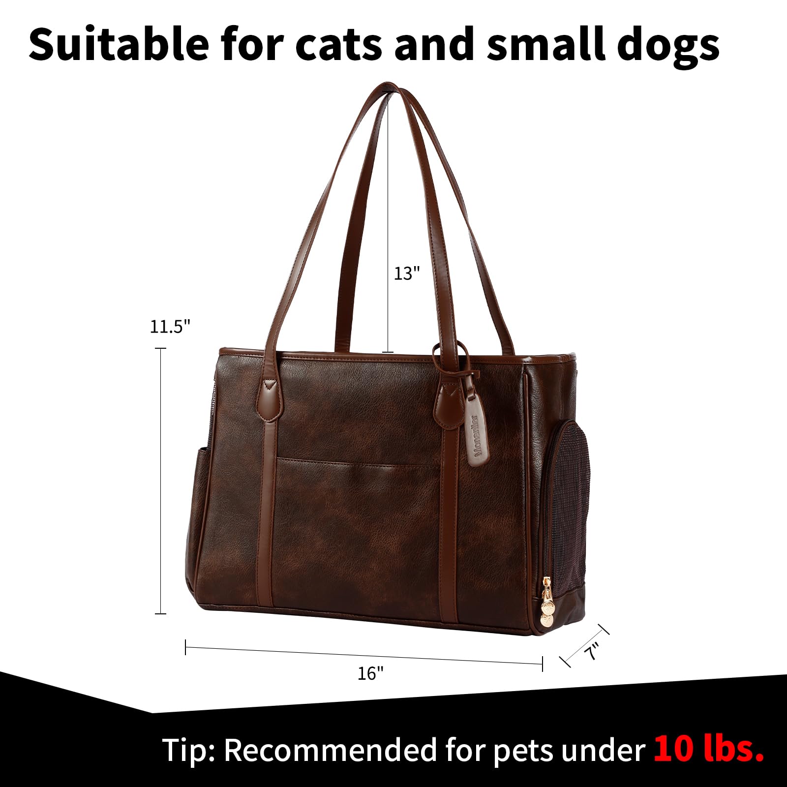 Monanller soft-side dog carrier close-up showing lightweight daily comfort.