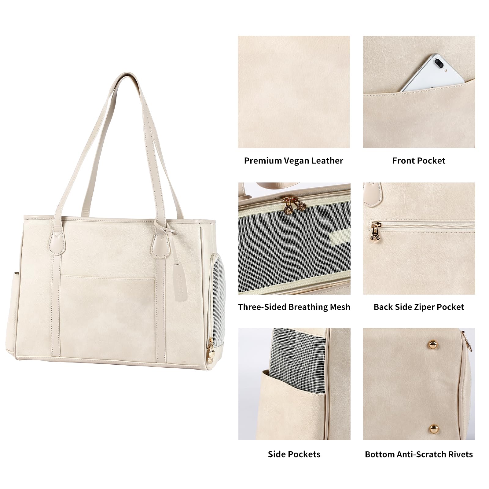 Monanller soft-side pet tote interior designed for small pets' comfort