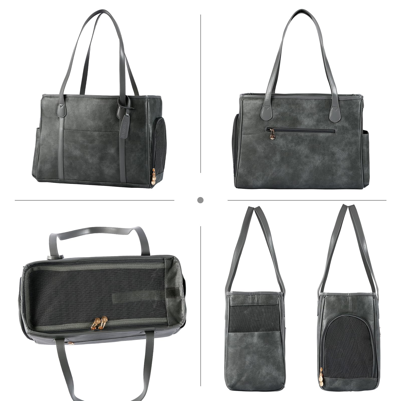 Monanller stylish dog purse carrier interior reveals soft, secure space for tiny pets