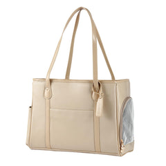 Monanller stylish dog purse carrier Ivory front view showing fashion-forward daily-use for small pets.