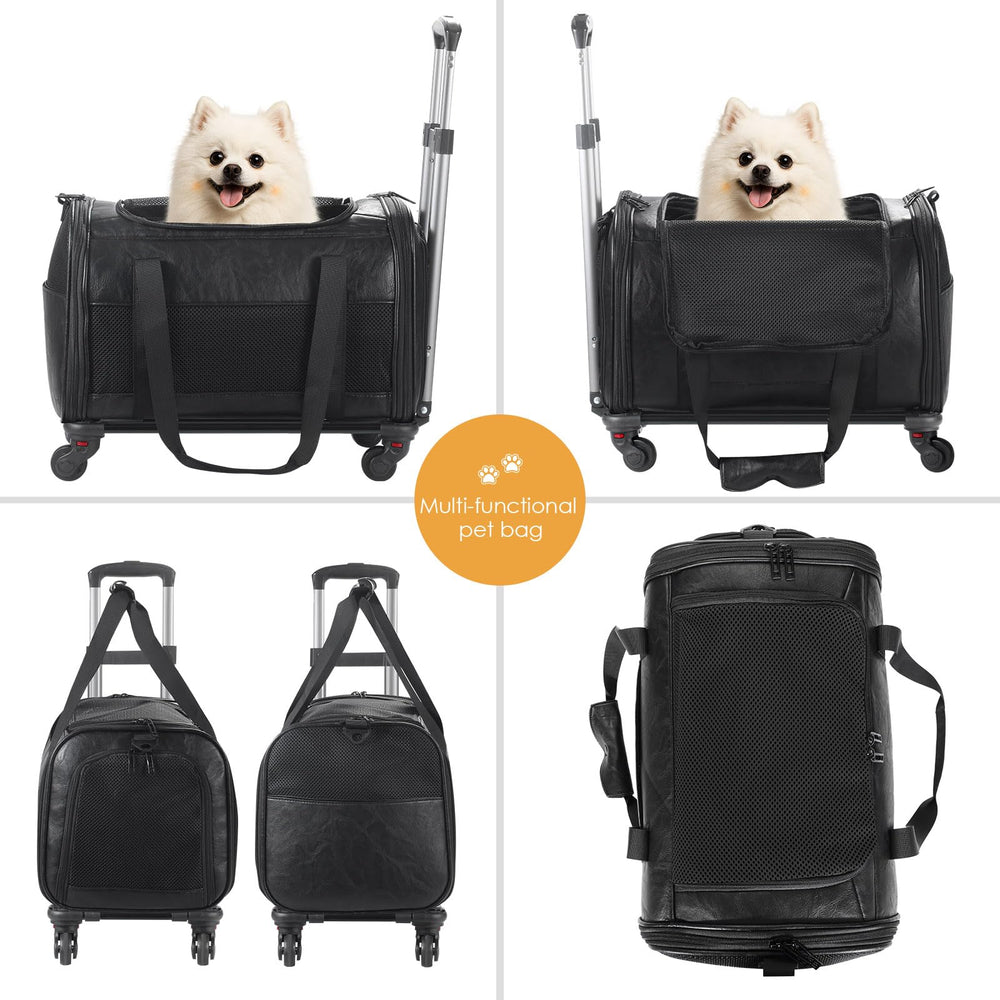 Monanller pet carrier with telescopic handle for comfortable on-the-go transport