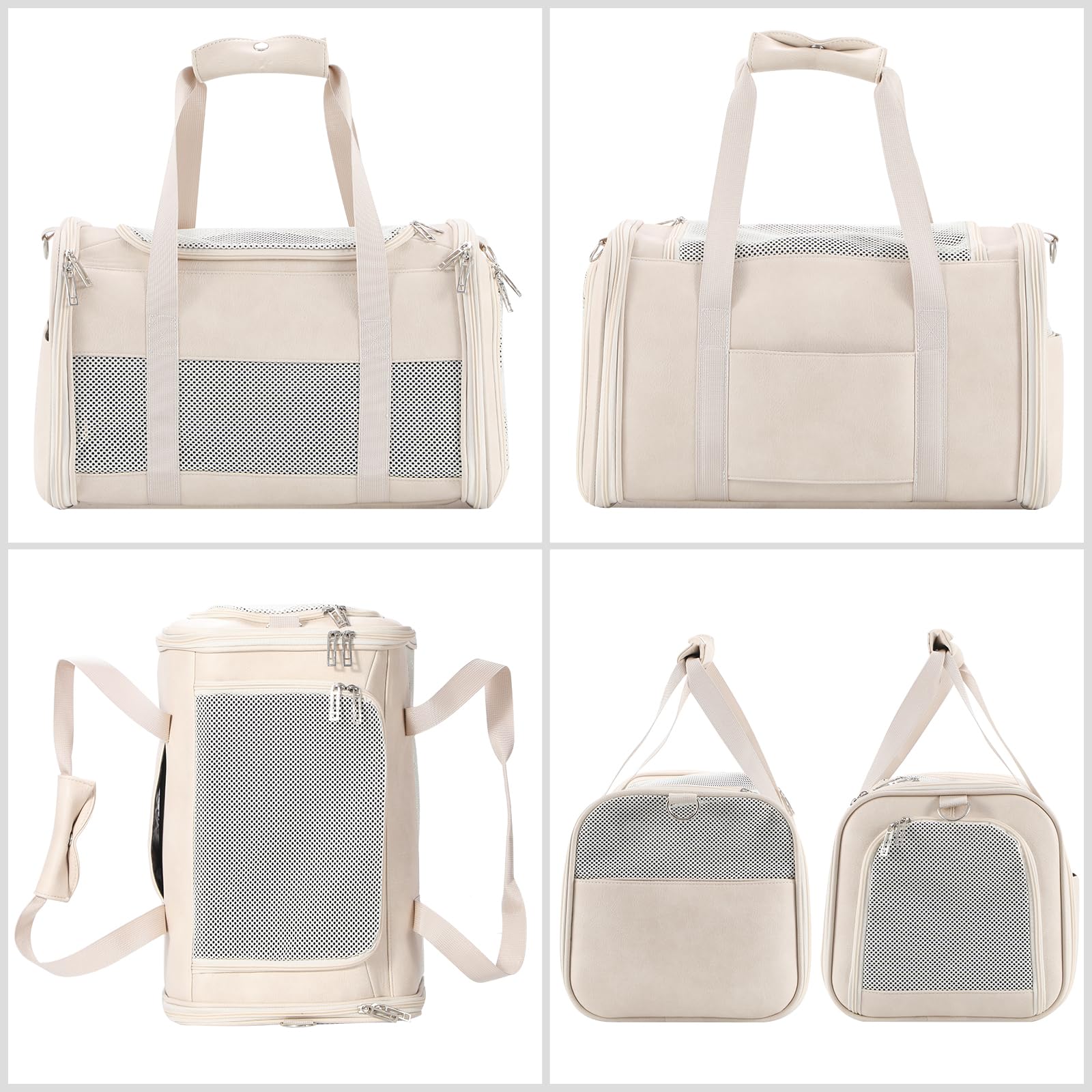 Monanller vegan leather durable pet carrier designed for small dogs and cats