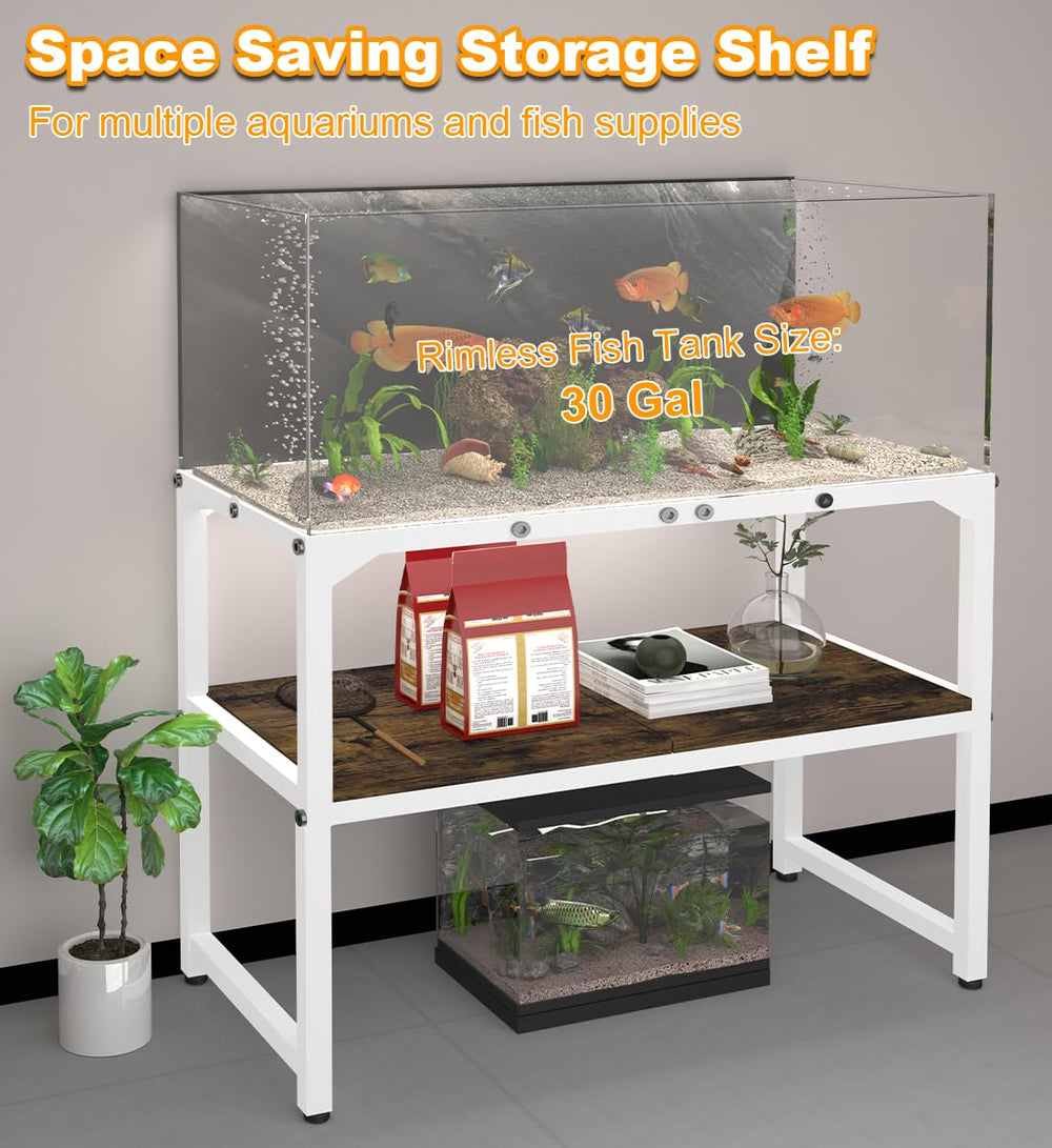 Mondazie 2-tier aquarium stand with storage shelves for tools