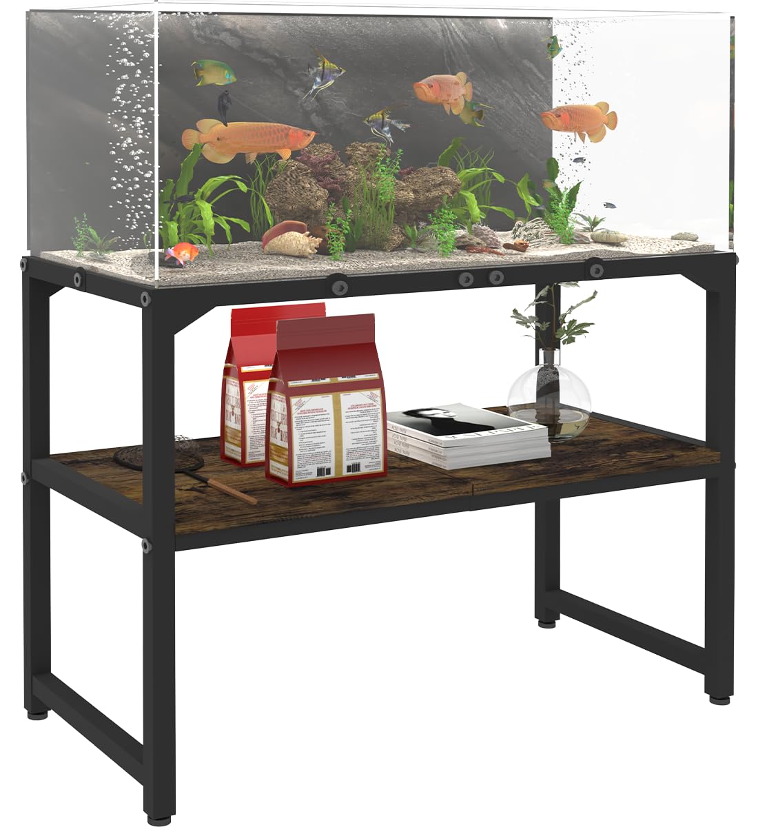 Mondazie 30-gallon rimless stand top shows sturdy steel frame for stable setup