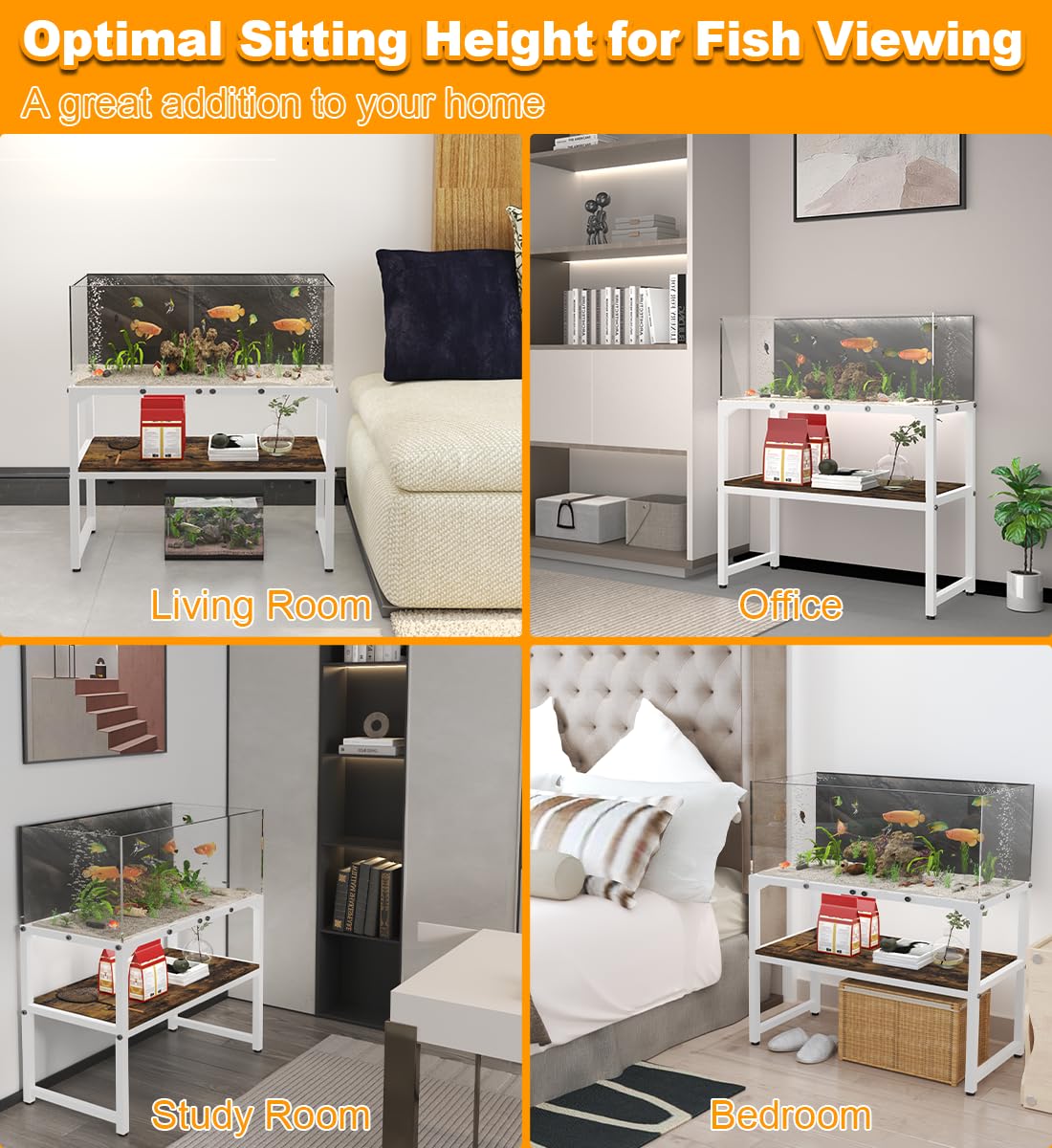 Mondazie white finish aquarium stand ideal for living room decor