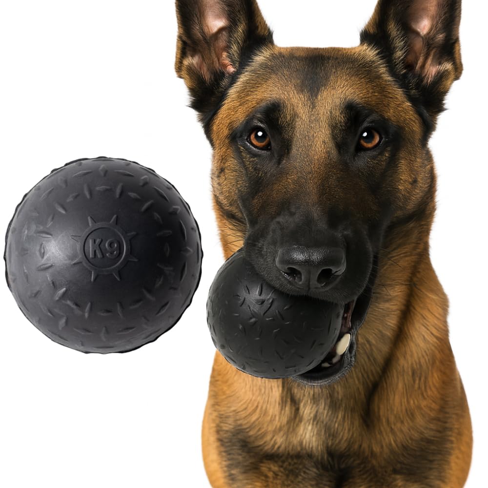 Monster K9 Indestructible Ball front view showing rugged durability for tough chewers