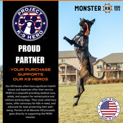 Monster K9 XL Dog Ball side view shows rugged design for long-lasting play.
