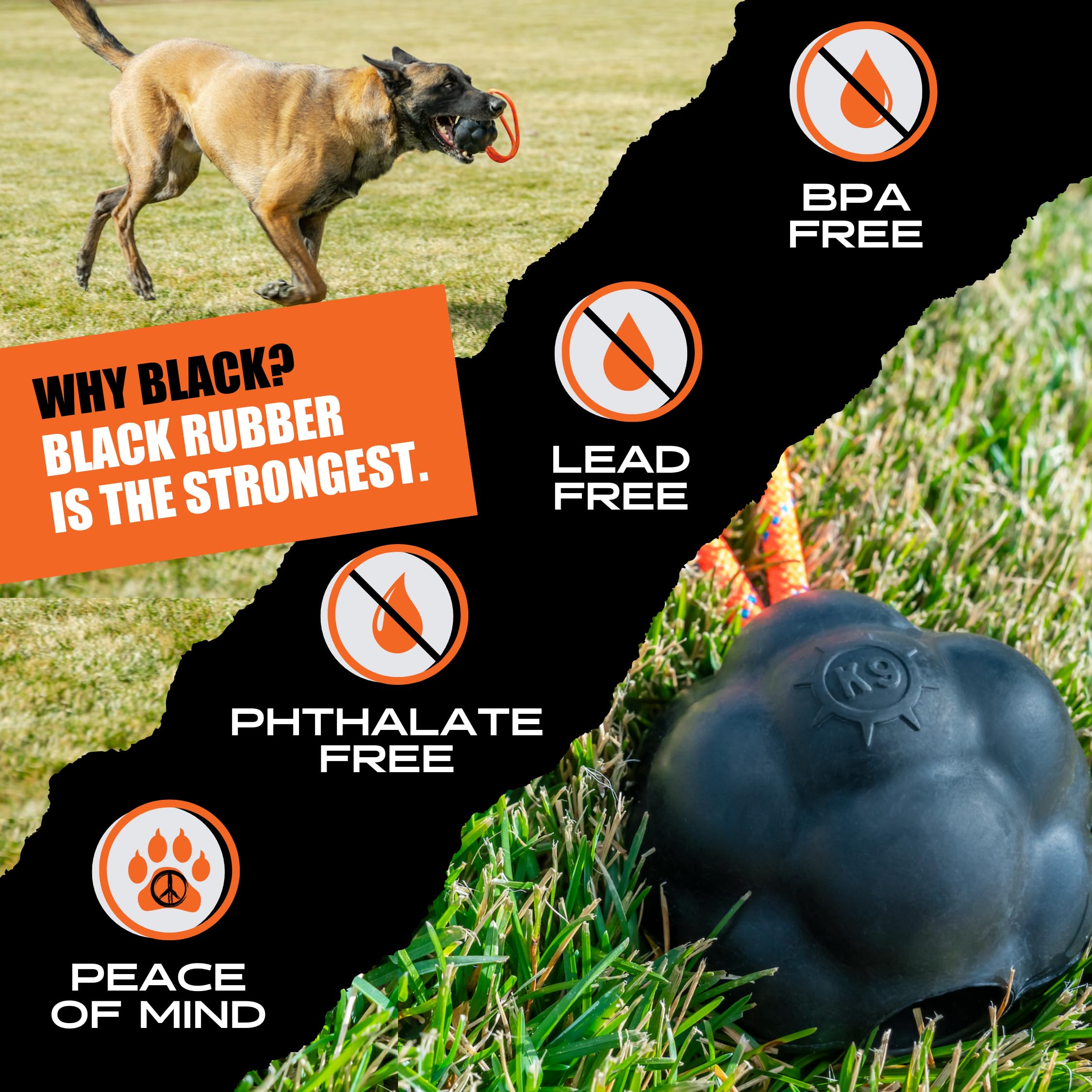 Monster K9 XL Dog Ball tough chewer test visual.