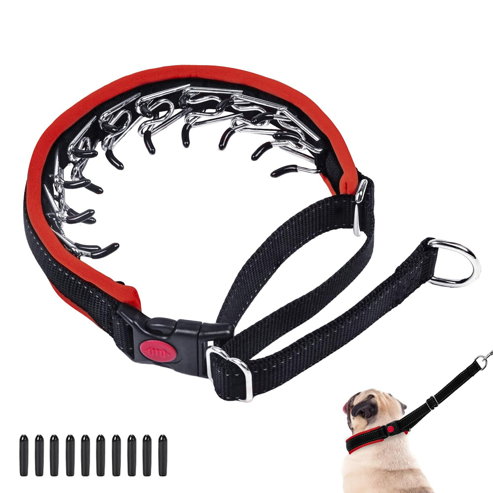 Monstoyo M Red heavy-duty collar buckle shown for secure training and daily walks