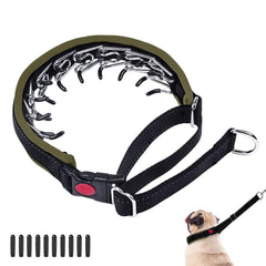 Monstoyo Martingale Collar army green on a dog highlights rugged everyday training.