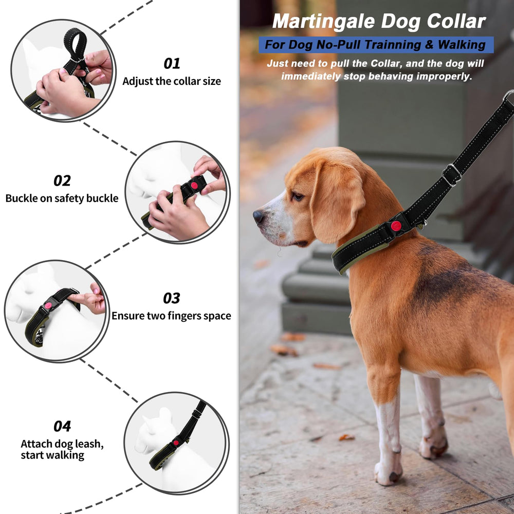 Monstoyo Martingale Collar stainless-steel-links ensures durability for strong pullers.